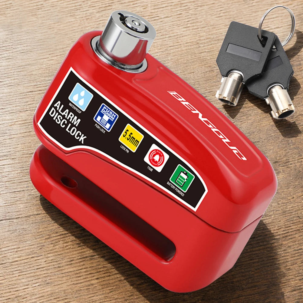 Motorcycle Alarm Disc Lock - close-up view showing motorcycle disc lock features and details