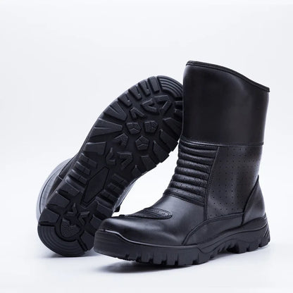Retro New Winter Motorcycle Boots Waterproof Motocross Boots Black Motorcycle Racing Mid-Calf Shoes Men Leather Moto Boot