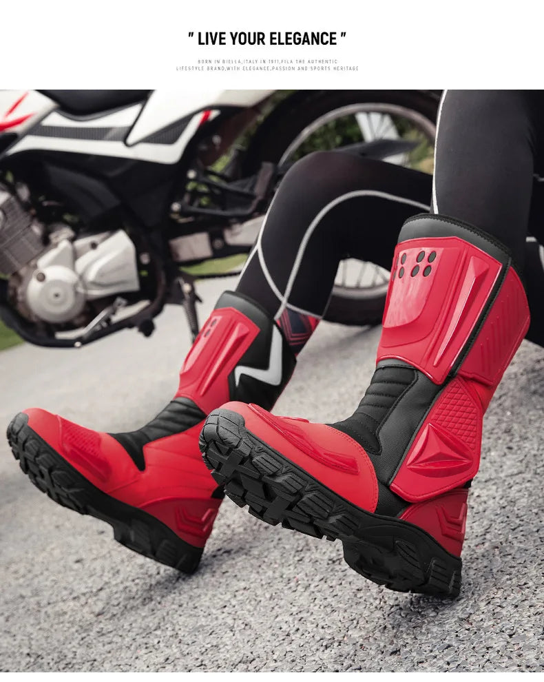 Motocross Dirt Bike Boots Off-Road Motorcycle Riding Shoe TPU Protection Ankle Support Anti-Slip Sole Adventure Enduro Boots Men