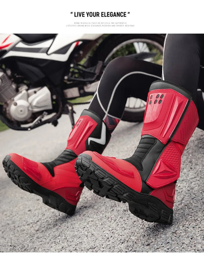 Motocross Dirt Bike Boots Off-Road Motorcycle Riding Shoe TPU Protection Ankle Support Anti-Slip Sole Adventure Enduro Boots Men