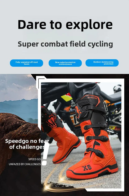 Motorcycle Boot Men Women Riding Mid-Calf Ankle Protective Shoes Moto Motorbike Equipment Racing Long Motorcycle Boots Men