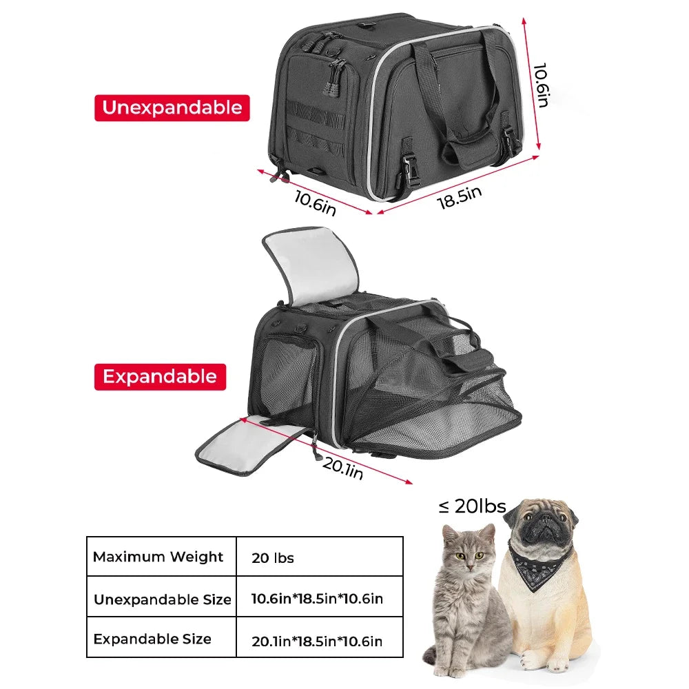 Motorcycle Pet Bag 20lbs Dog/Cat Carrier Bag Airline Approved Pet Travel Carrier Bag Portable Folding Pet Cat Dog Travel Carrier