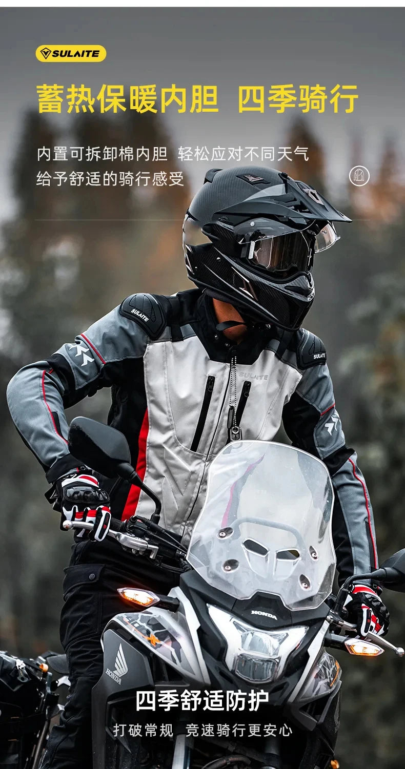 Helmets - Waterproof Men Motorcycle Jackets Windproof Motorcycle Rally Clothes Detachable Warm