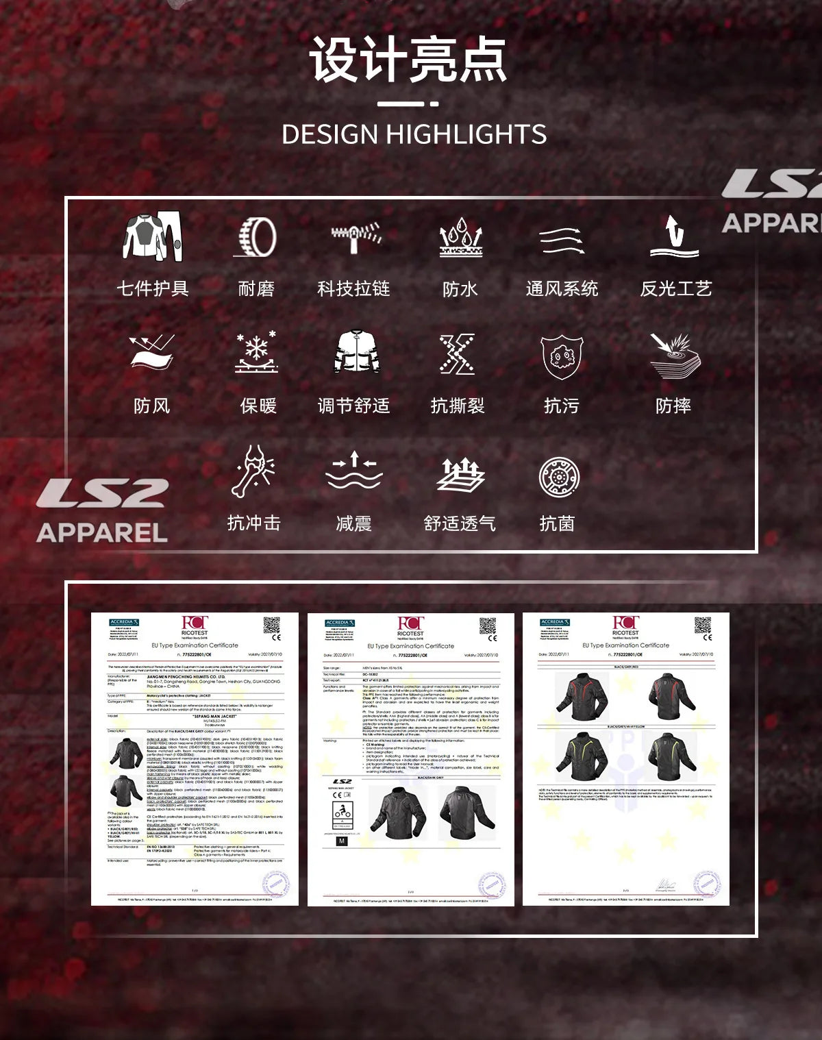 Hendersonshop LS2 Original Motorcycle Jacket Pants Riding Clothing Set Windproof Warm