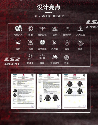 Hendersonshop LS2 Original Motorcycle Jacket Pants Riding Clothing Set Windproof Warm