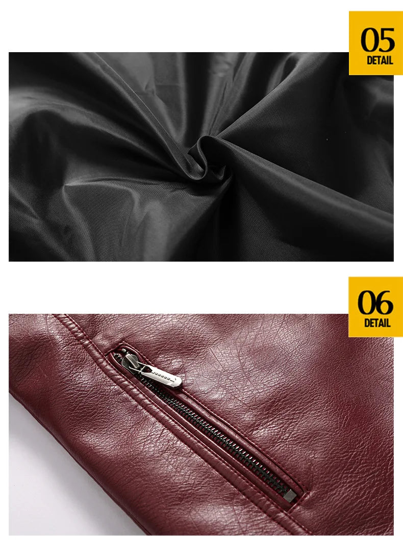 Motorcycle Jacket Leather Men's Brand Moto Leather Jacket Coat Men Handsome W... | Henderson Shop