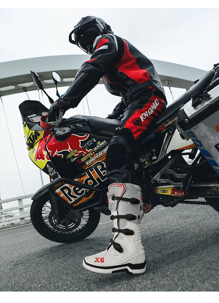 Motorcycle Boot Men Women Riding Mid-Calf Ankle Protective Shoes Moto Motorbike Equipment Racing Long Motorcycle Boots Men