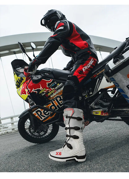 Motorcycle Boot Men Women Riding Mid-Calf Ankle Protective Shoes Moto Motorbike Equipment Racing Long Motorcycle Boots Men