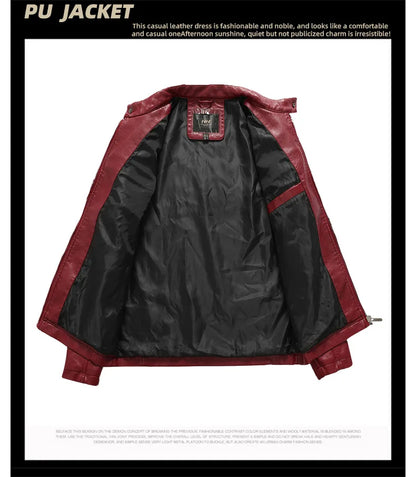 Motorcycle Jacket Leather Men's Brand Moto Leather Jacket Coat Men Handsome W... | Henderson Shop