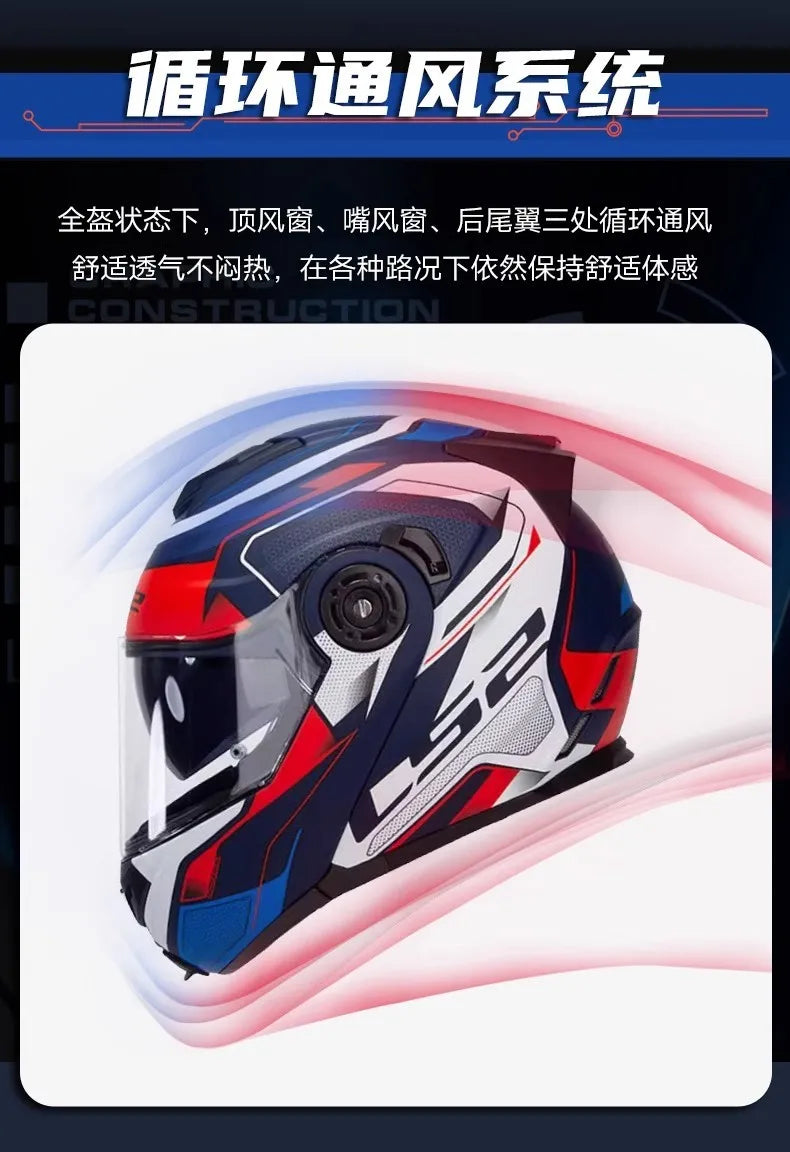 Hendersonshop Original LS2 FF345 Motorcycle Helmet Flip Up Full Face Casque