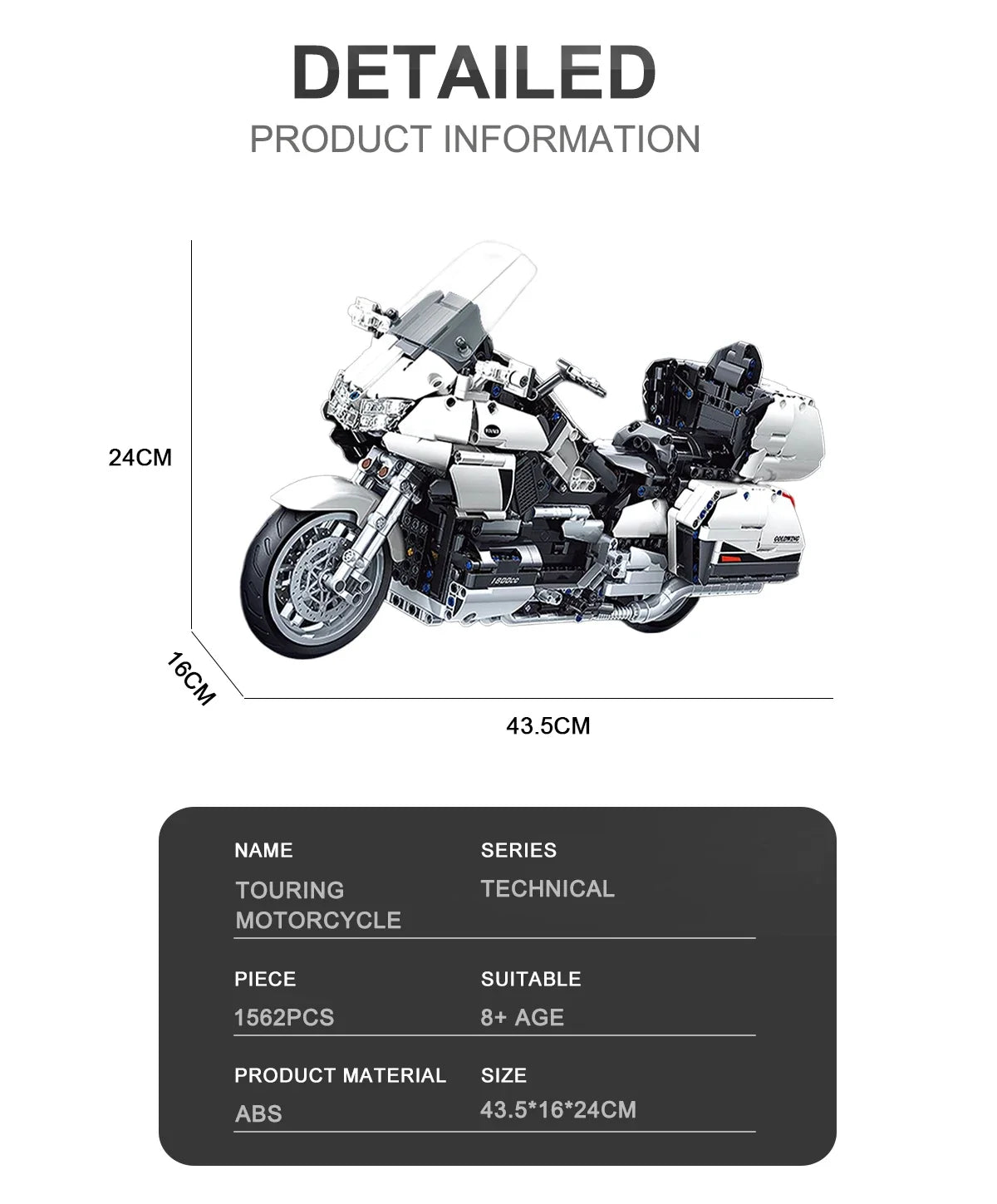 Hendersonshop Gold Wing Touring  Motorcycle Technical Model Building Blocks MOC