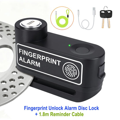 Motorcycle Alarm Lock 110dB - additional view showing motorcycle disc lock features and details