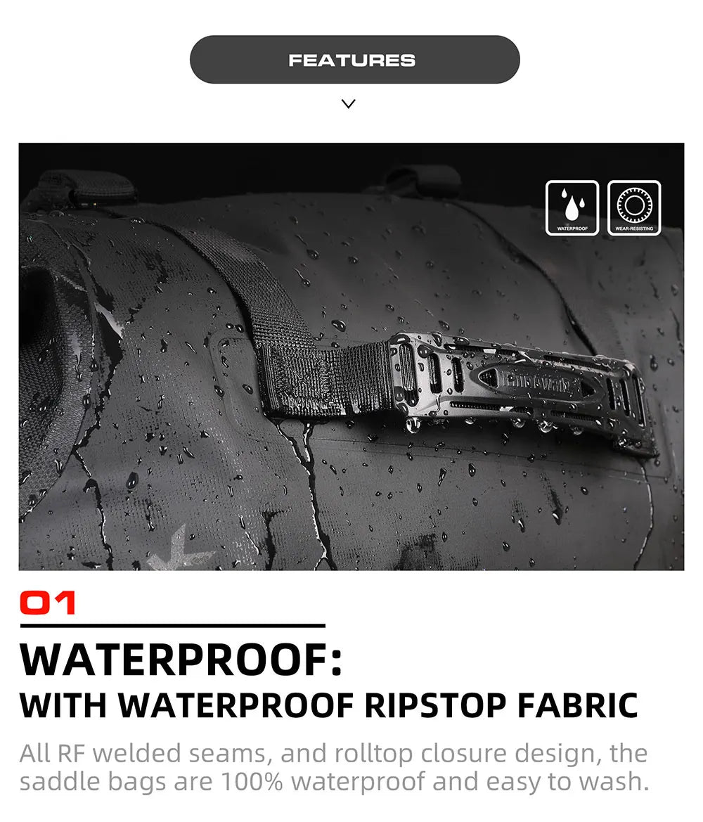 Rhinowalk Motorcycle Bag 100%Waterproof 18L/28L/48L Large Capacity 2 Pcs Univ... | Henderson Shop