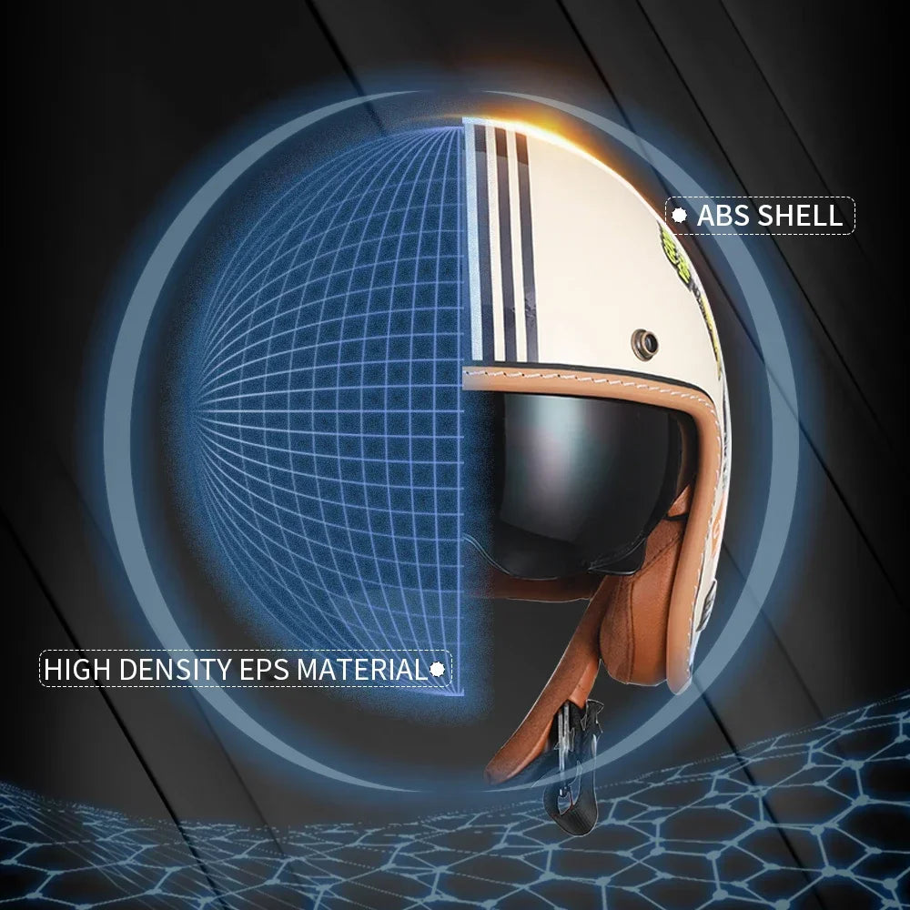 Vintage Half Face Helmet | DOT Certified & ECE Certified - View 4 | Henderson Shop