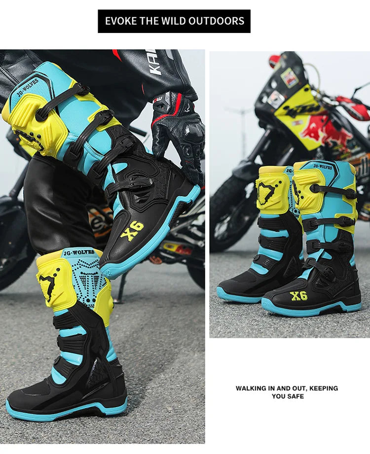 Motorcycle Boot Men Women Riding Mid-Calf Ankle Protective Shoes Moto Motorbike Equipment Racing Long Motorcycle Boots Men
