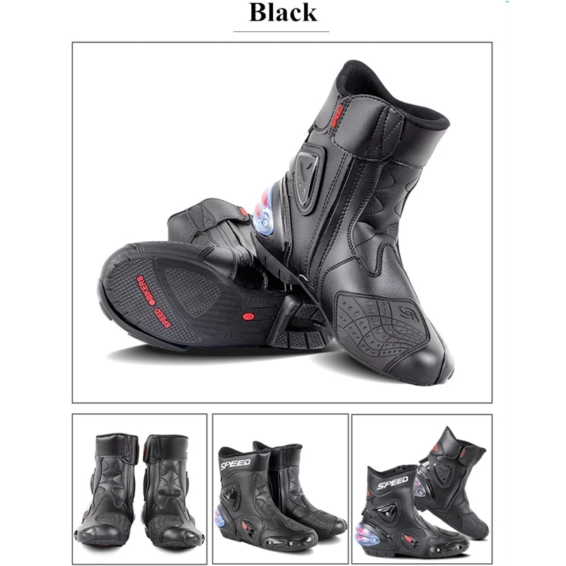 Motorcycle Boots Microfiber Leather Motorbike Anticollision Foot Ankle Protec... | Henderson Shop
