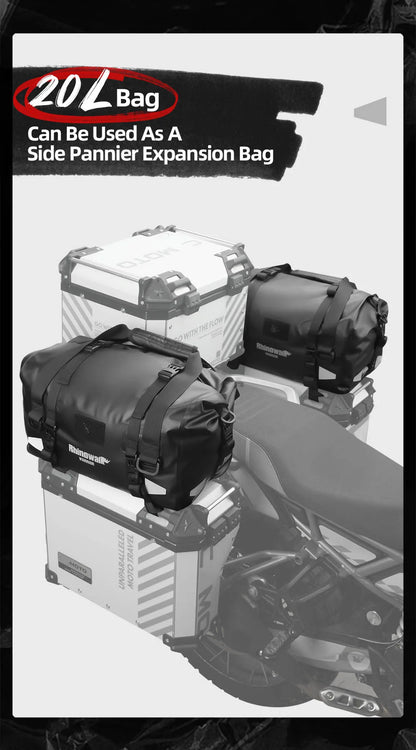 Rhinowalk Motorcycle Back Seat Bag Waterproof 20L/40L/65L Motorbike Saddlebag Travel Luggage MOLLE Expansion Panel Riding Pack
