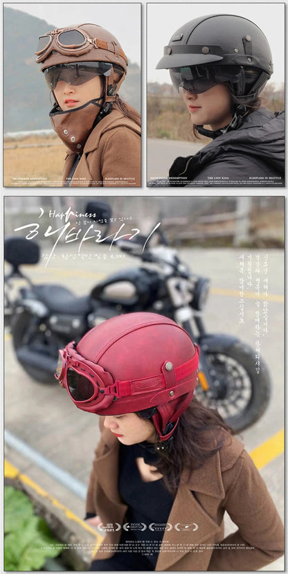 Vintage Half Face Helmet | Leather - Image 13