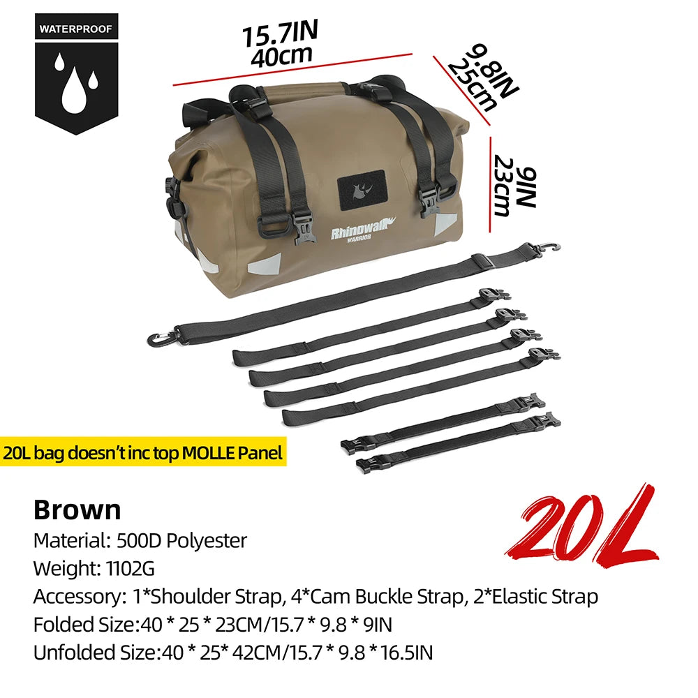 Rhinowalk Motorcycle Tail Bag 20/40/65L Waterproof Motorcycle Backpack Motor Pannier Rear Seat Bag Motorbike Luggage Accessories