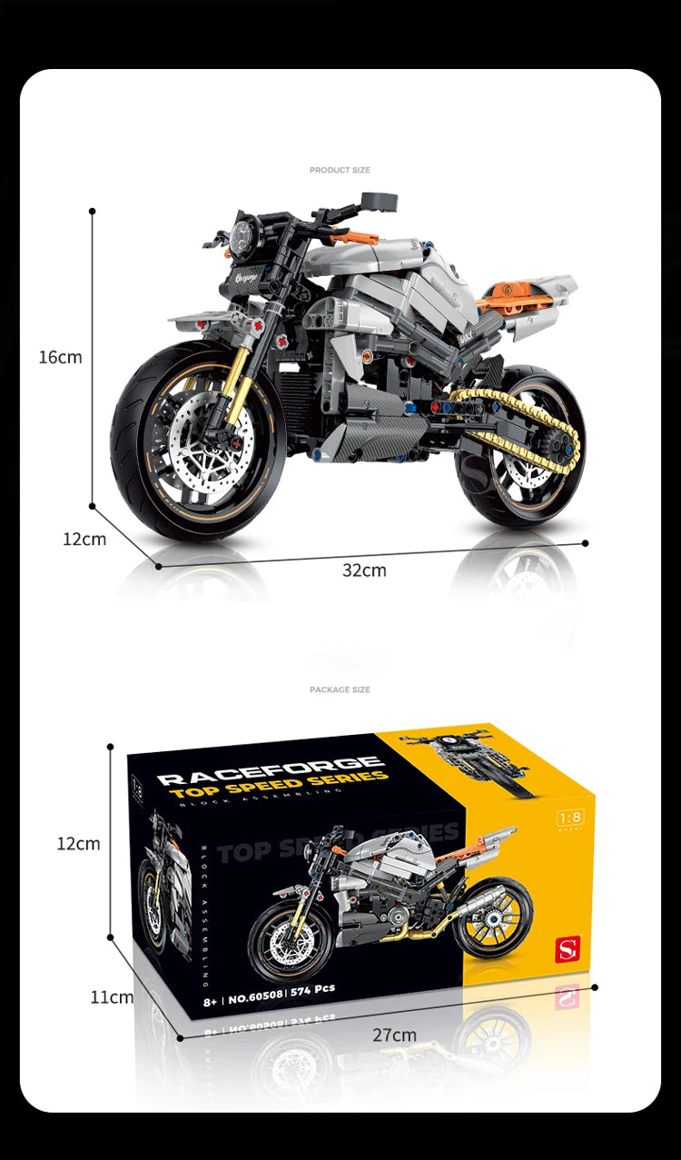 500+pcs 1:8 technology motorcycle block model;highly simulate the original ca... | Henderson Shop