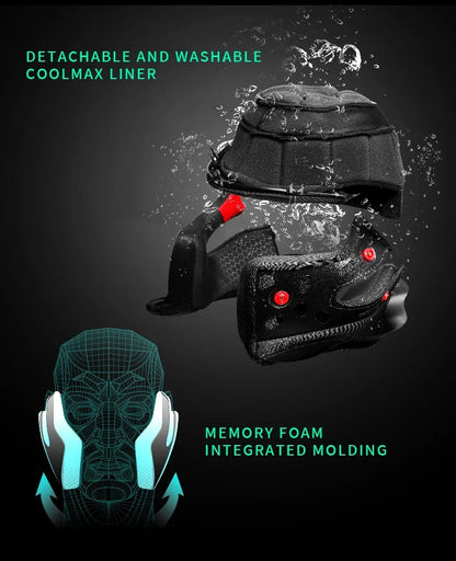 Full Face Motorcycle Helmet, Carbon Fiber Tail Wing Multiple Gear Adjustment, Unisex Helmet DOT ECE Approved