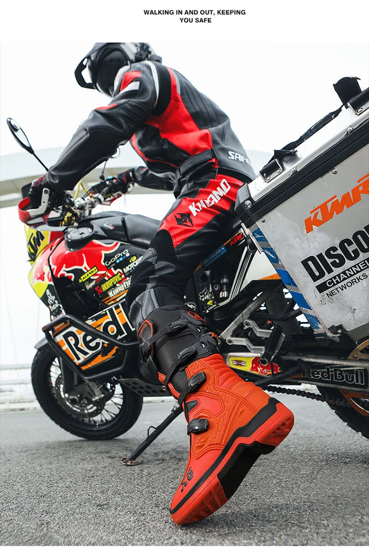 Motorcycle Boot Men Women Riding Mid-Calf Ankle Protective Shoes Moto Motorbike Equipment Racing Long Motorcycle Boots Men