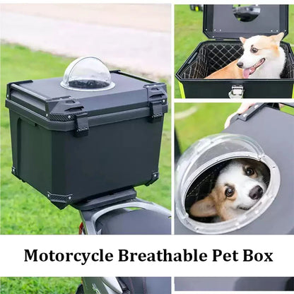 Motorcycle Pet Trunk Breathable Pet Box 36L/ 45L/ 57L Electric Vehicle Tail Box Universal Storage Top Case with Reflective Strip