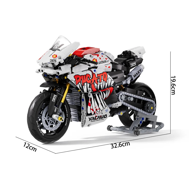 Hendersonshop Technical V4 Motorcycle Building Blocks Set Famous Super Motorbike Model