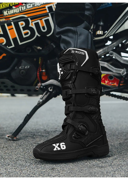 Motorcycle Boot Men Women Riding Mid-Calf Ankle Protective Shoes Moto Motorbike Equipment Racing Long Motorcycle Boots Men