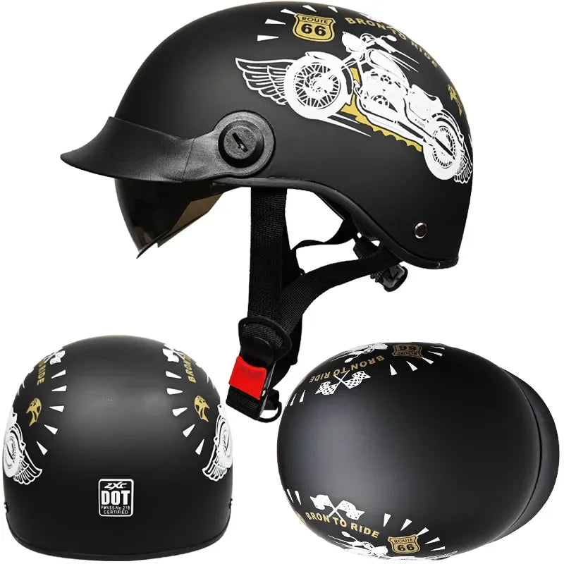 Vintage Half Face Helmet | DOT Certified - View 21 | Henderson Shop