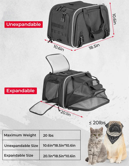 Motorcycle Pet Bag 20lbs Dog/Cat Carrier Bag Airline Approved Pet Travel Carrier Bag Portable Folding Pet Cat Dog Travel Carrier