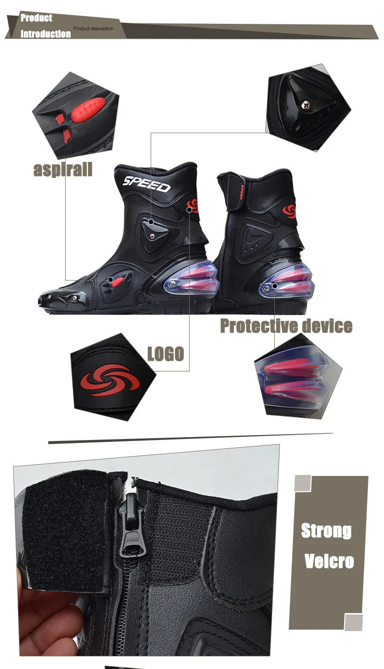 Motorcycle Boots Microfiber Leather Motorbike Anticollision Foot Ankle Protec... | Henderson Shop