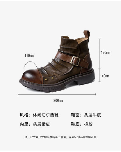 Men's Retro Motorcycle Boots Genuine Leather High Top Motorbike Riding Boots Botas De Motociclista Motocross Racing Car Shoes