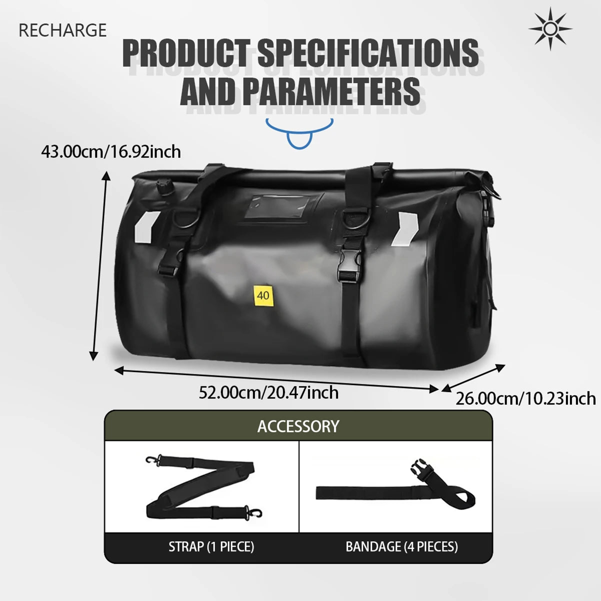 Universal Scooter Back Seat Bag Waterproof Motorcycle Tail Bag Motorbike Travel Cycling Riding Sport Luggage Pack