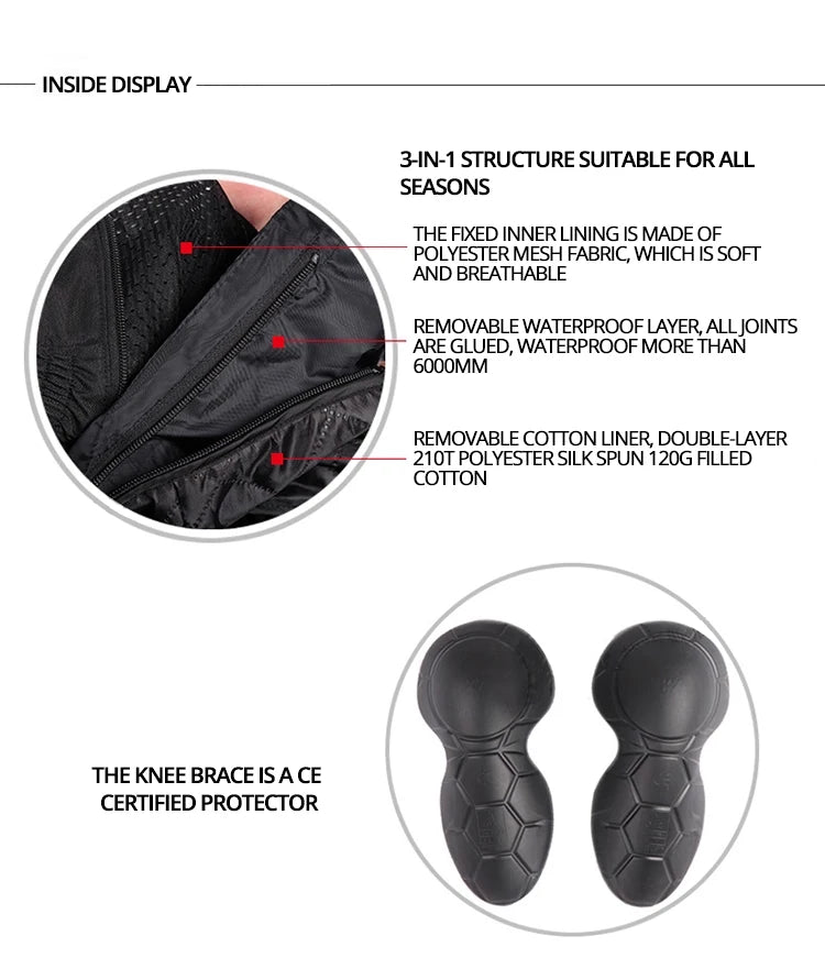 Motorcycle Jacket Pants Suit Waterproof Men Motorbike Riding Moto Jacket Prot... | Henderson Shop