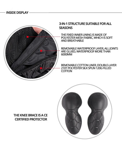 Motorcycle Jacket Pants Suit Waterproof Men Motorbike Riding Moto Jacket Prot... | Henderson Shop