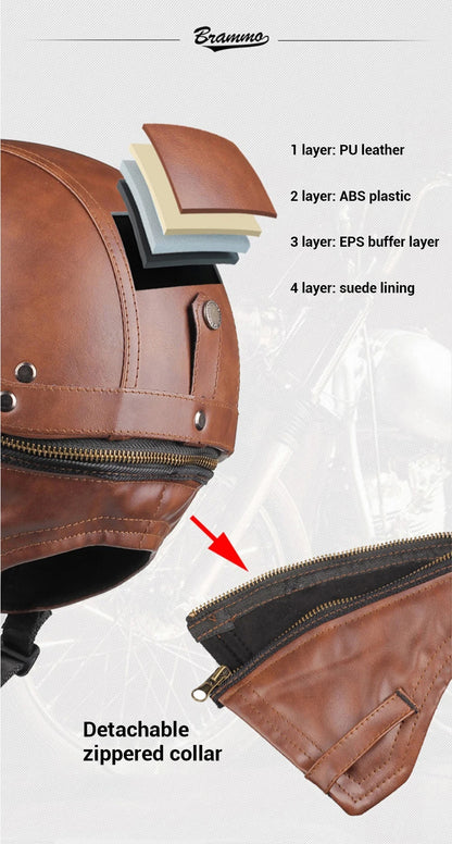 Vintage Half Face Helmet | Leather - View 8 | Henderson Shop