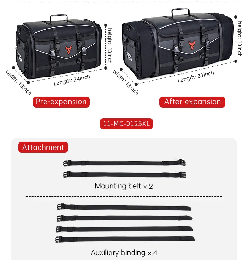 Motorcycle Waterproof Motorcycle Rear Seat Bag 35-50L Helmet Bag High Capacity Motor Tail SaddleBag Rider Backpack