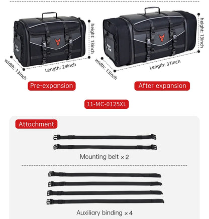 Motorcycle Waterproof Motorcycle Rear Seat Bag 35-50L Helmet Bag High Capacity Motor Tail SaddleBag Rider Backpack