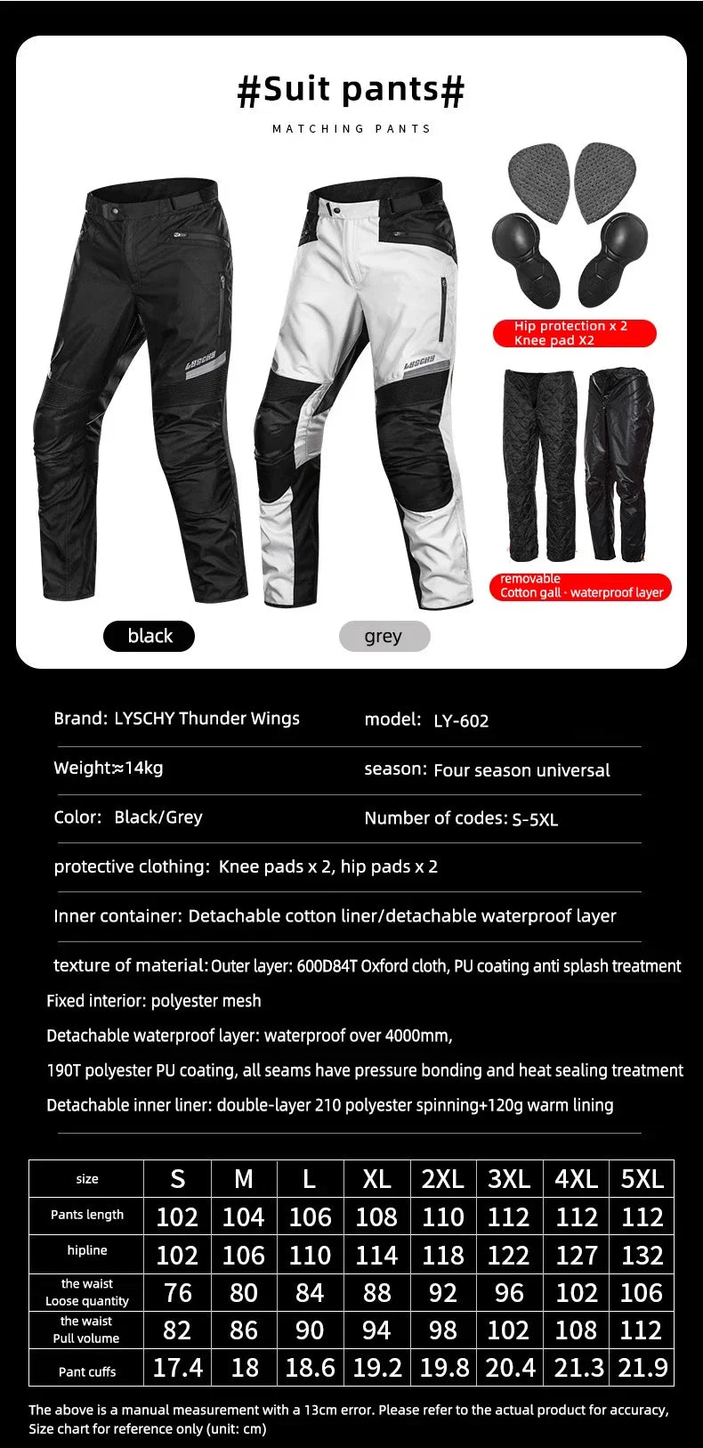 Hendersonshop LYSCHY Motocross Jacket Pants Autumn Winter Waterproof Warm Motorcycle Riding