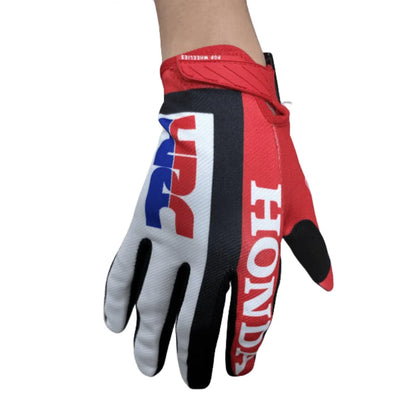 For HONDA HRC Motocross MTB MX Red Mesh Gloves Dirt Bike Riding Motorcycle Motorbike Riding Touring Breathable Touchscreen
