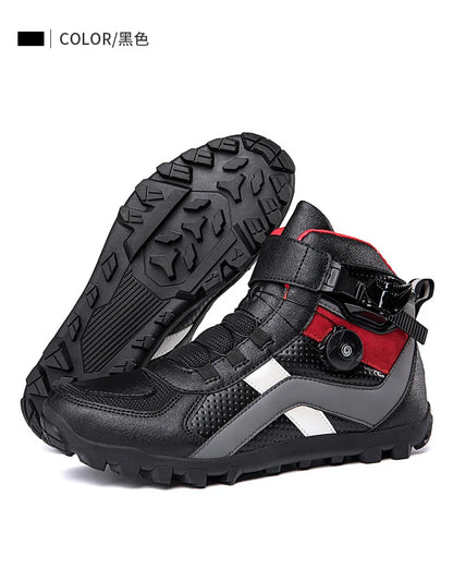 Hendersonshop Men Motorcycle boots Breathable Anti-fall Rider Road Racing BOA lacing
