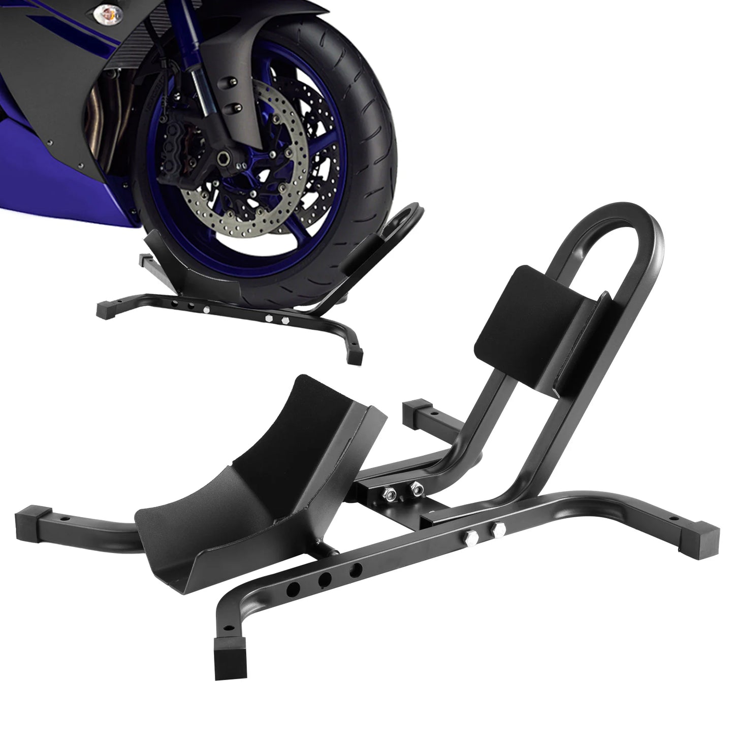 Motorcycle Front Wheel Chock For Trailer Floor Heavy Duty Motorcycle Parking Stand Motorcycle Front Wheel Carrier Rack Holder