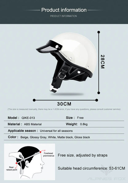 Vintage Half Face Helmet | DOT Certified & Half Face - View 8 | Henderson Shop