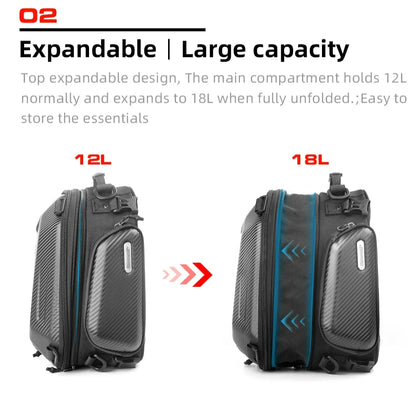 Rhinowalk Hard Shell Pannier - close-up view showing motorcycle pannier bag features and details