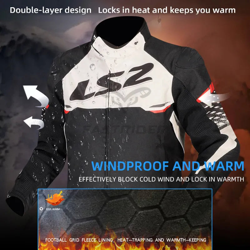 Hendersonshop LS2 Original APEX Motorcycle Jacket Autumn Winter Waterproof Windproof Warm