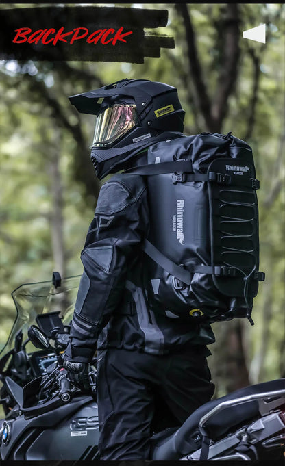 Rhinowalk Motorcycle Back Seat Bag Waterproof 20L/40L/65L Motorbike Saddlebag Travel Luggage MOLLE Expansion Panel Riding Pack