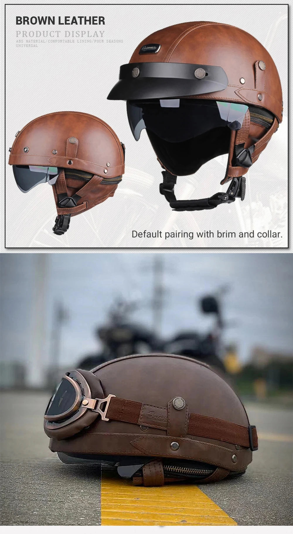Vintage Half Face Helmet | Leather - Image 15