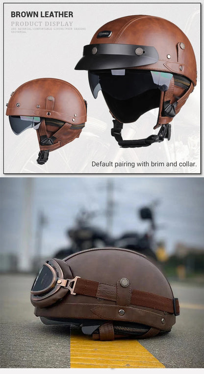 Vintage Half Face Helmet | Leather - Image 15