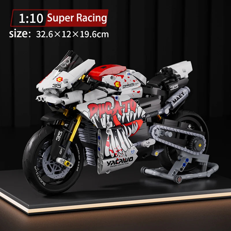Hendersonshop Technical V4 Motorcycle Building Blocks Set Famous Super Motorbike Model